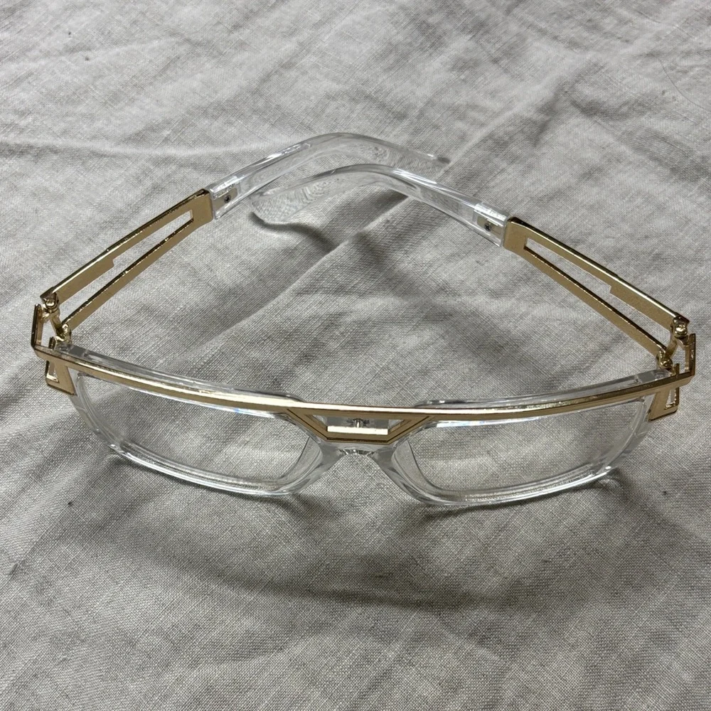 Gold and Clear Geometric Glasses - Picture 5 of 6